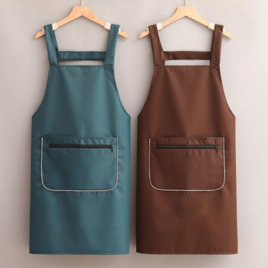 Kitchen Apron with Dual Pocket Solid Color Water-Resistant Oil-proof Adjustable Men Women