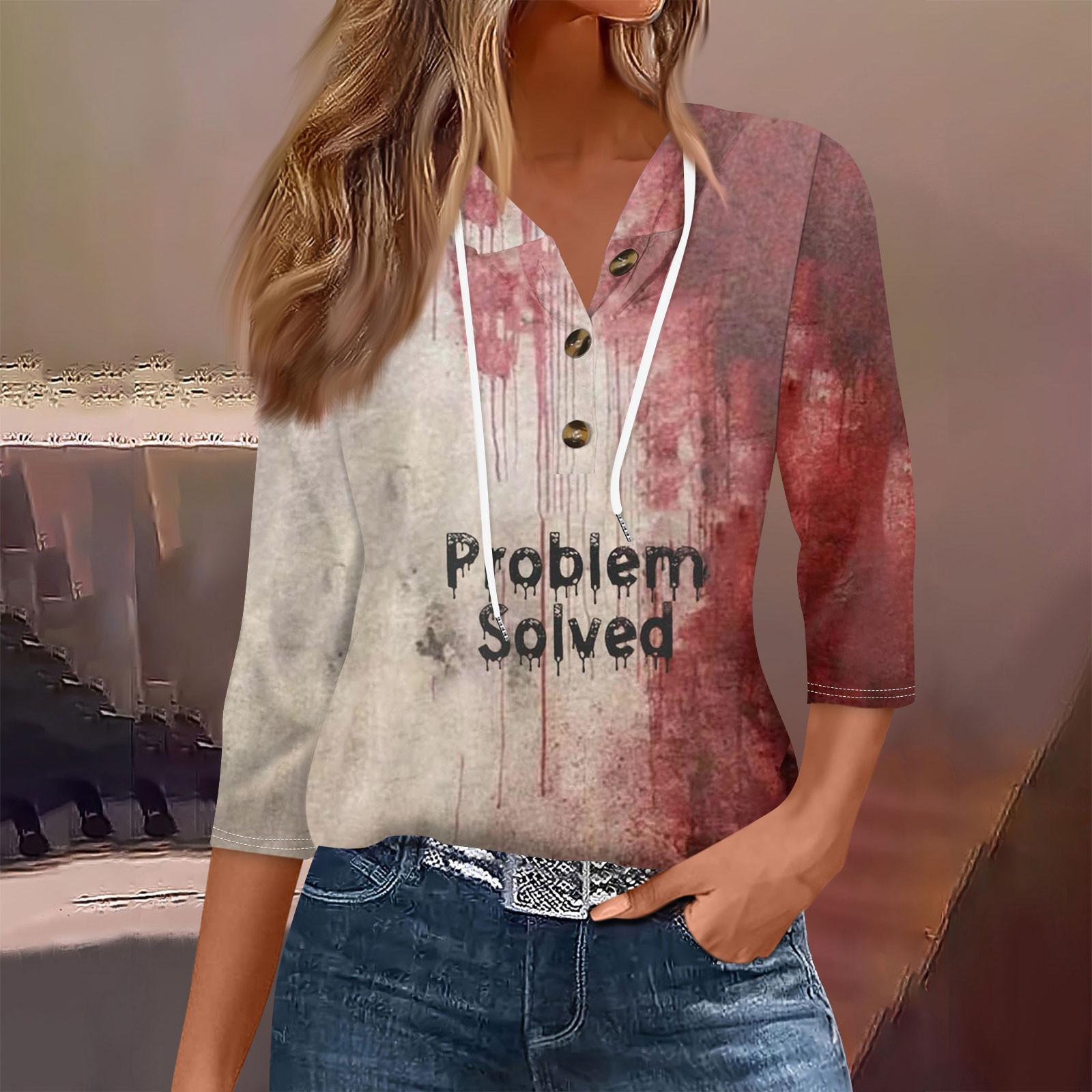 

Женская мода, повседневная футболка с капюшоном и принтом на Хэллоуин, семь рукавов, на пуговицах S бежевый