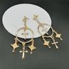 Women Metal Cross Design Earrings Long Alloy Engraved Delicate Earrings