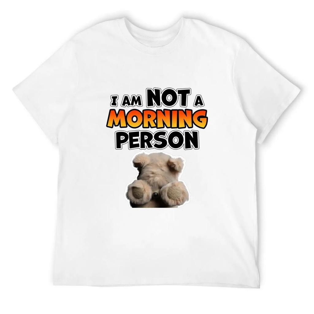 I Am Not A Morning Person Sleepy Polar Bear T-Shirt Oversized T Shirt Boys Animal Print Fruit Of The Loom Mens T Shirts