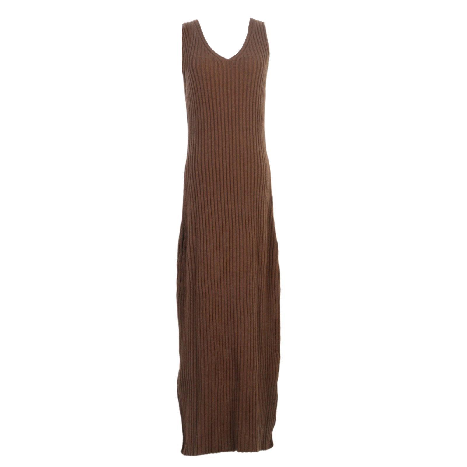 

Французский нишевый осенне-зимний трикотажный миди-платье из двух частей с полувысоким воротом в рубчик и топом-майкой M