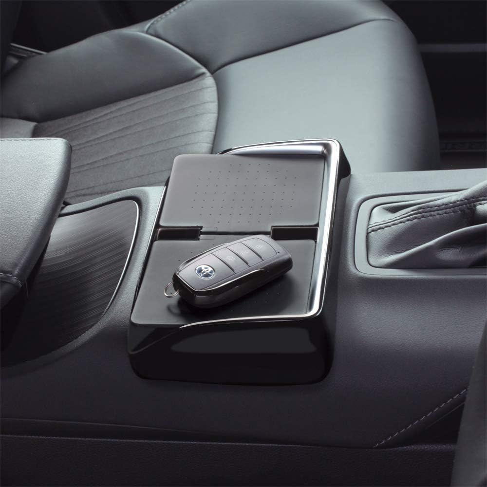 Tsuchiya YAC Vehicle-Specific Console Tray for Toyota 80 Series Harrier, Black/Silver, SY-HR15