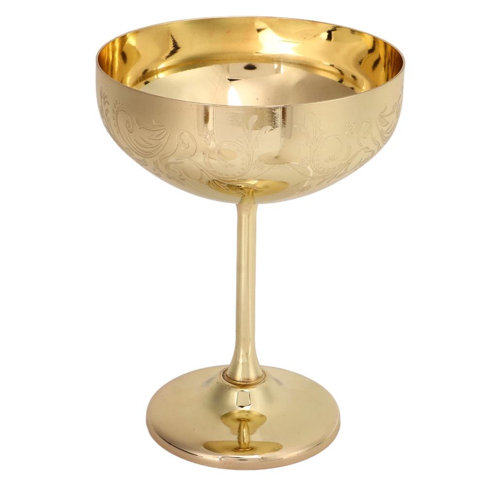 Flower Spike Design Stainless Steel Goblet Engraved Design Wine Cup Martini Glass Camping Pool