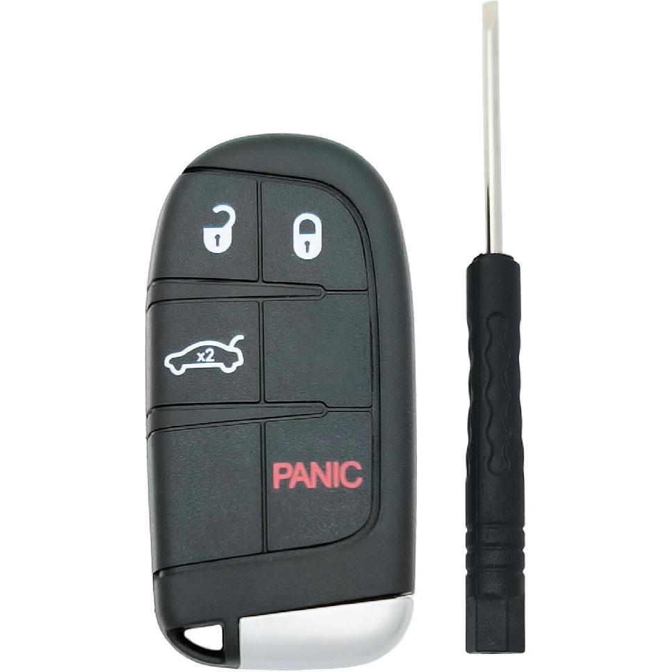 Remote Smart Key Fob Shell Case Fit for Dodge Charger Challenger - Chrysler 200 300 Keyless Entry Replacement Car Key Cover (4 Buttons-b)
