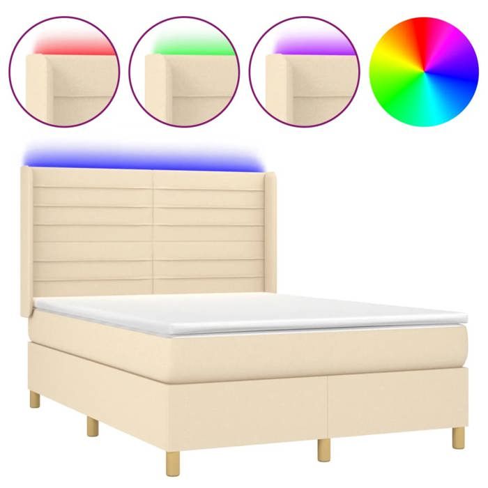 VidaXL Sommier à Lattes de Lit avec Matelas et LED, Lit Rembourré, Lit Double, Lit Adulte de Chambre à Coucher Intérieur, 3138962