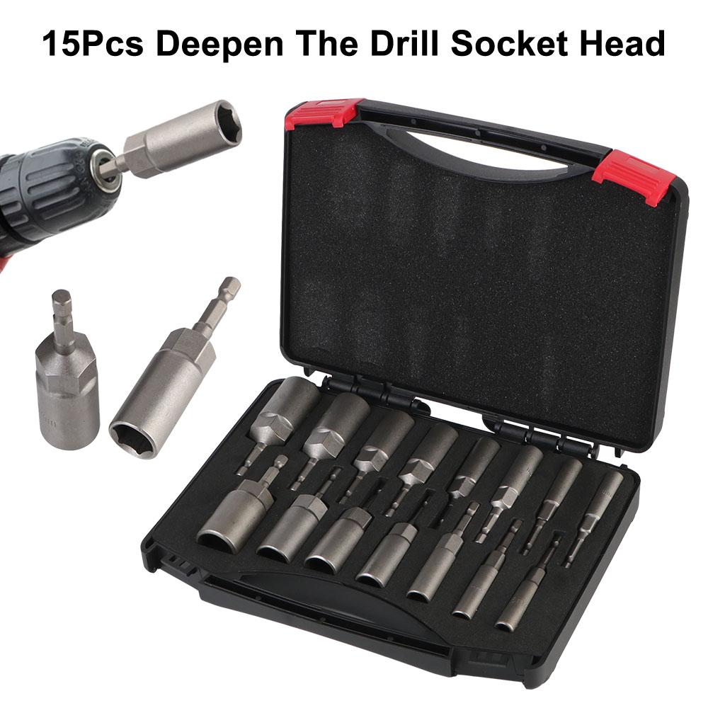 Auto Accessories Car Repair Tools Universal Deepen The Drill Socket Head Portable 15PCS/Set Socket Wrench Bar Removal Tool Car Disassembly Tool