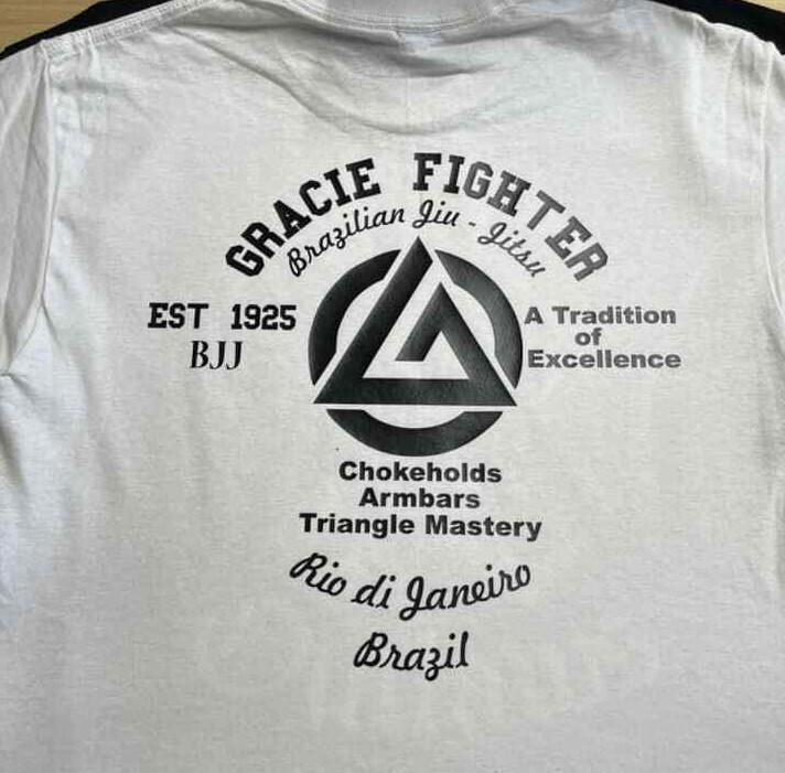 2 Sided Brazilian Jiu-Jitsu Gracie T Shirt UFC MMA Pride Fighting Fight Black
