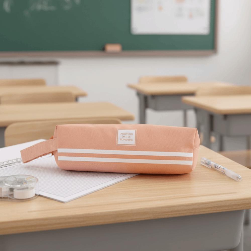 Solid Color Large Capacity Pencil Case Portable Stationery Organizer Storage Bag  School
