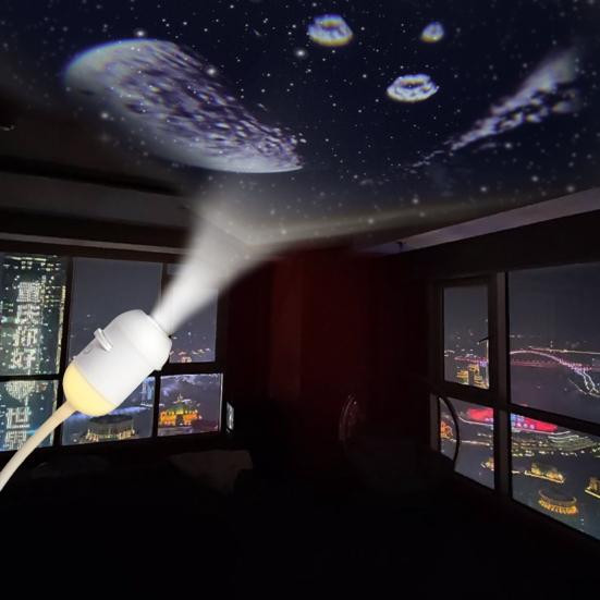 2-in-1 Sternenprojektor Nachtlicht mit Filmen, USB Sternenhimmel Nachtlicht Projektor für Schlafzimmer, Mini LED Deckenwand Projektionslampe mit 360