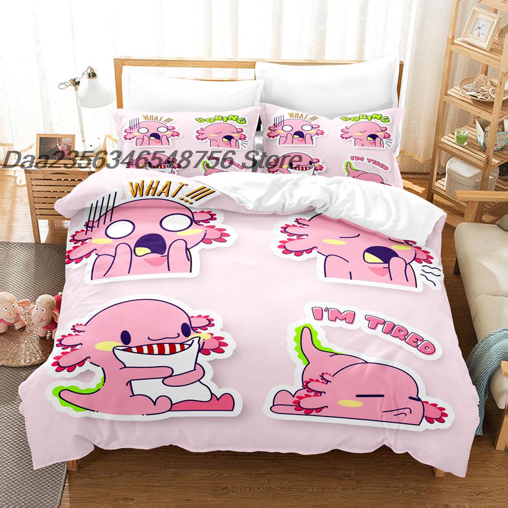 Comforter New Animal Axolotl Bedding Set Single Twin Full Queen King Size Bed Set Aldult Kid Bedroom Duvet Sets Cartoon Bed