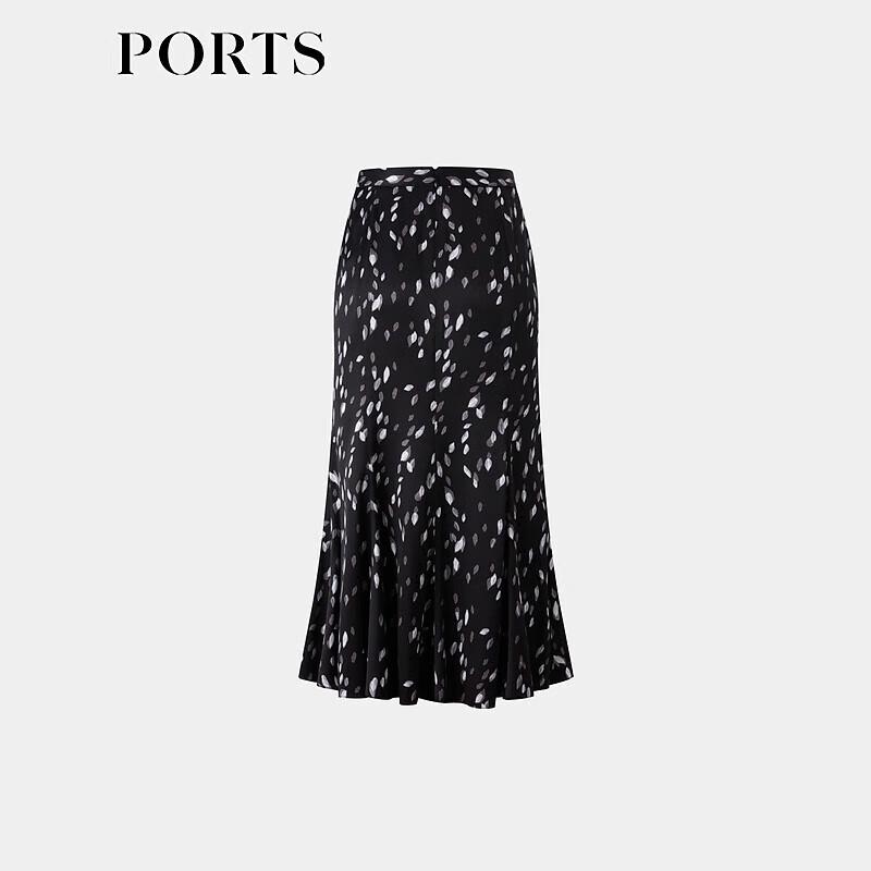 Ports Women's Retro Elegant Printed Fishtail Midi Skirt