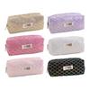 Shimmer Finish Pencil Case Patterned Polyester Pencil Storage Bag for School Writing Tool and Work Desk Use