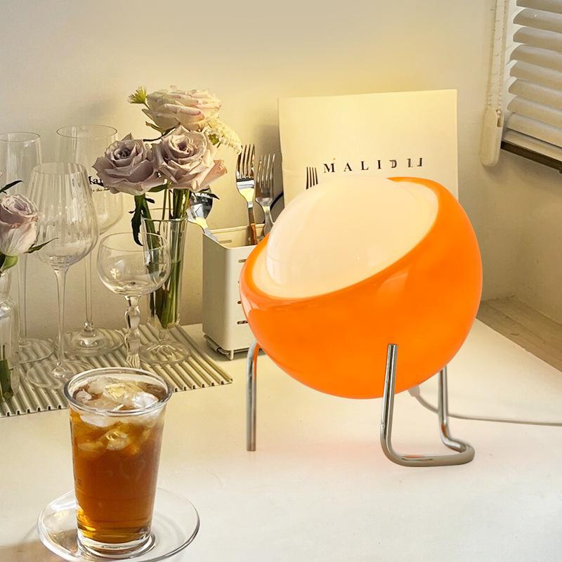 Japanese Bauhaus Egg Tart Glass Table Lamps Nordic Modern Bedroom Bedside Living Room Home Decor Desk Lamp Atmosphere LED Lights