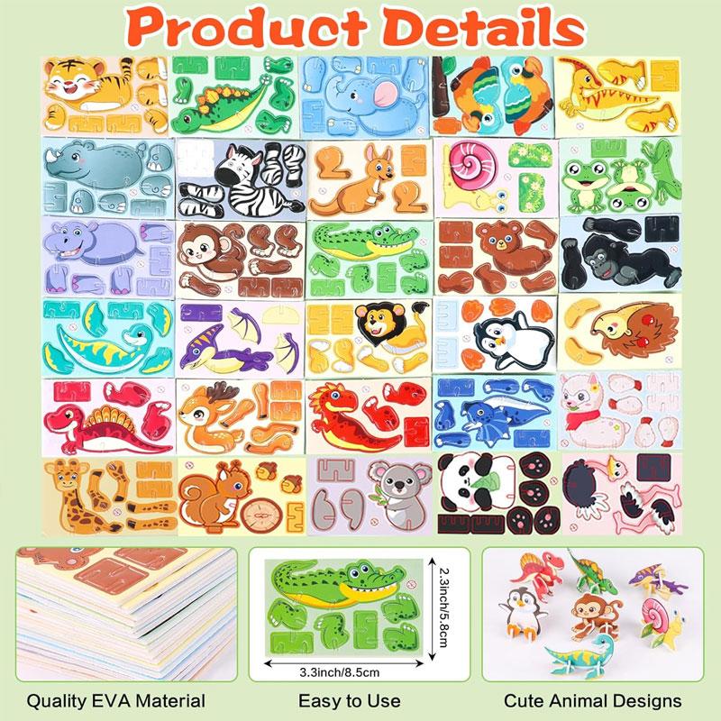 30Pcs Foam Puzzles for Kids Montessori Educational DIY 3D Jigsaw Puzzles Toys Assorted Themes Art Crafts Decoration for Children