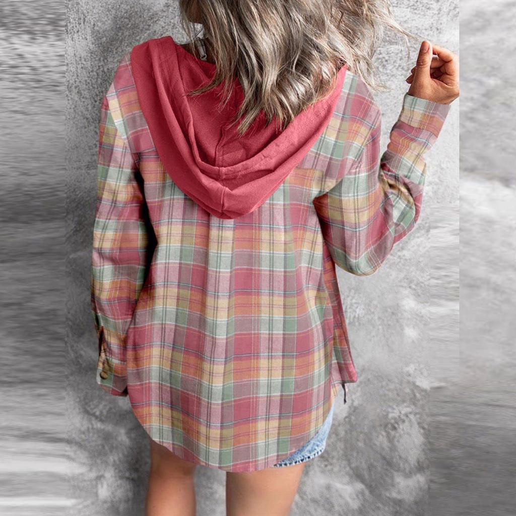 Modny damski płaszcz z długimi rękawami i nadrukiem, z kapturem i długimi rękawami