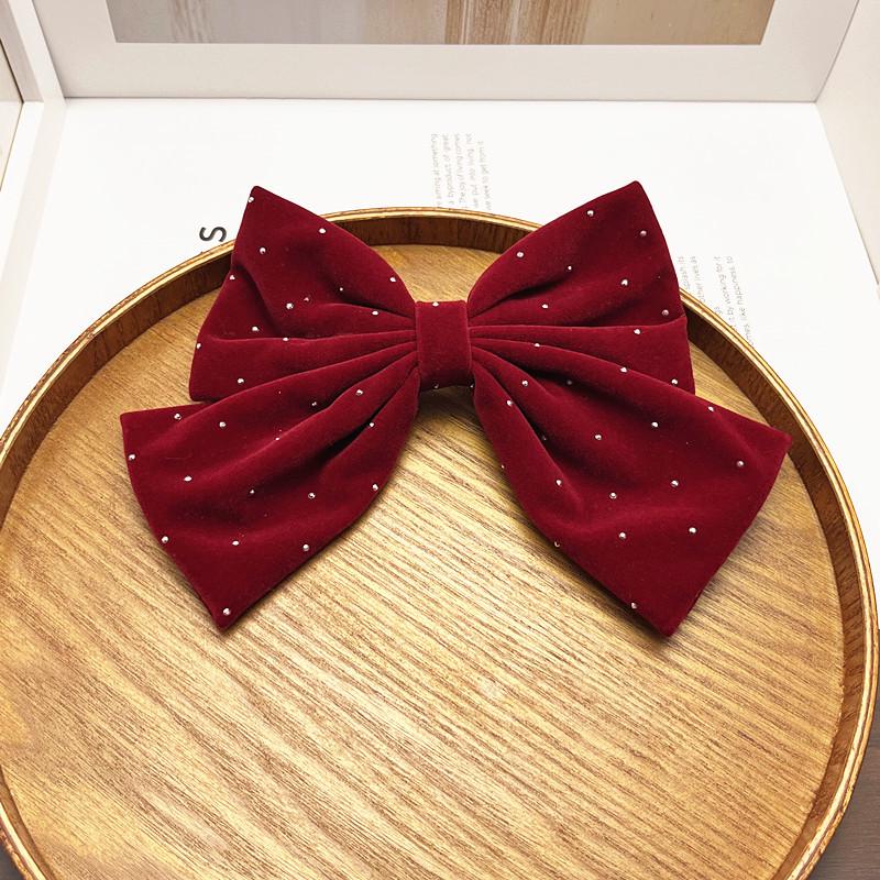 

Red Velvet Rhinestone Hair Clip for Women - New Year, Christmas & Bridal Accessory