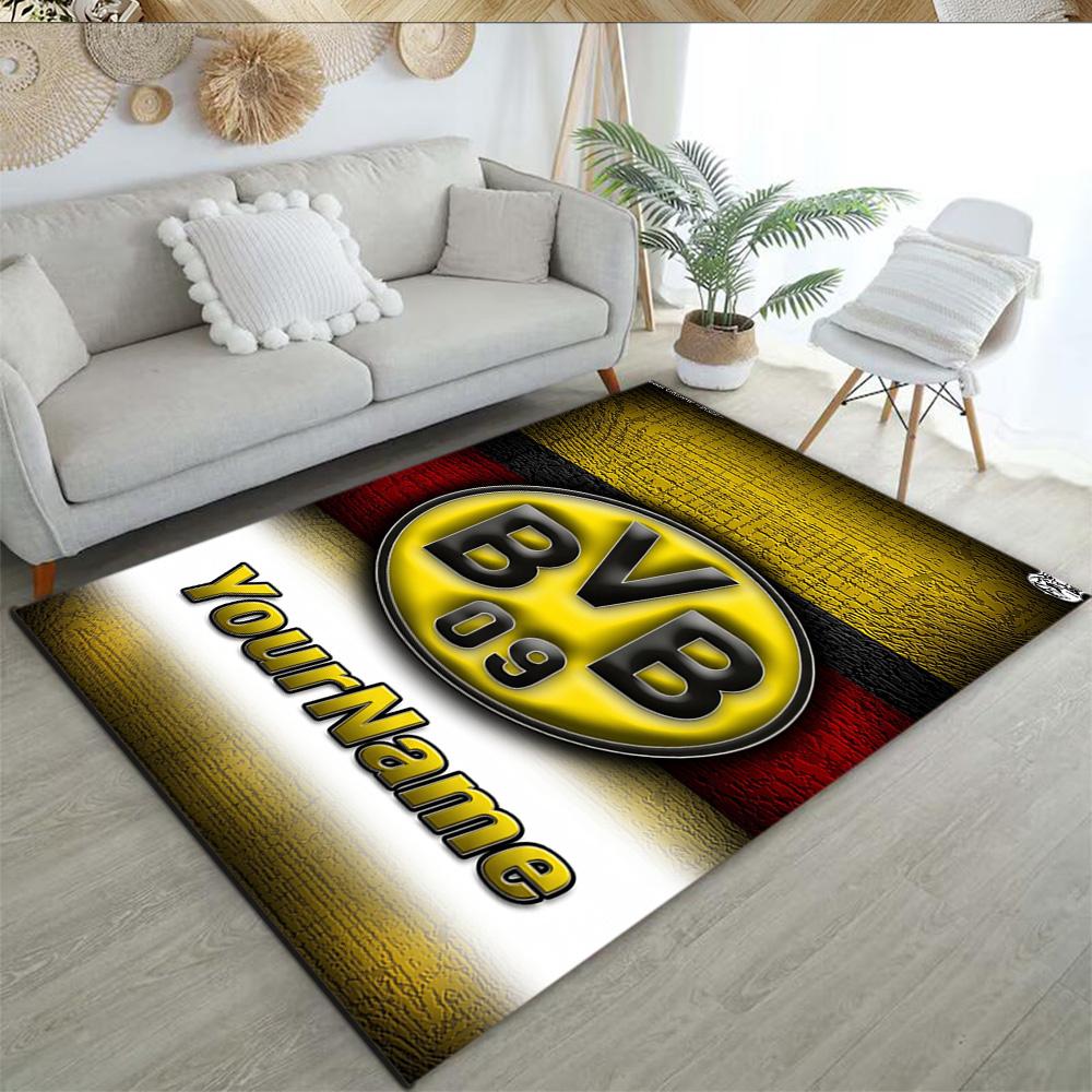 Borussia Dortmund Benutzerdefinierter Namens Teppich Design für Arbeitszimmer Spielzimmer Schlafsaal Spielzimmer Rutschfester Teppich Büro Heimdekoration