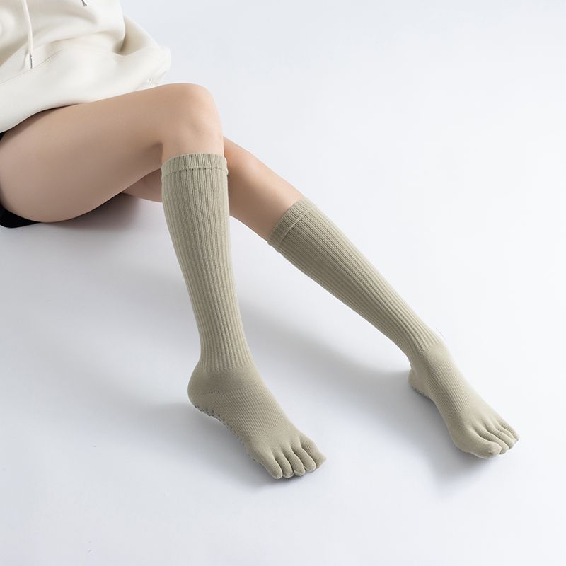 

Пластиковая Кожа Утягивающие Компрессионные Гольфы для Ног Носки для Йоги Нескользящие Профессиональные Женские Носки с Пальцами Гольфы до Колена Носки для Пилатеса Спортивные Гольфы Bean Green