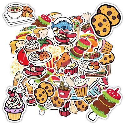 35pcs-50pcs Playful Snacks Stickers Cartoon Food Funny Stickers  Stickers For DIY Phone Laptop Scrapbook Bike Guitar DIY