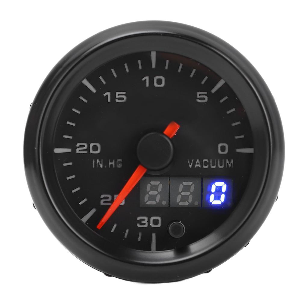 52mm Vacuum Gauge DC Pointer Digital Display 0 To 30 IN.HG Automotive Vacuum Meter Kit for All DC12V Vehicles