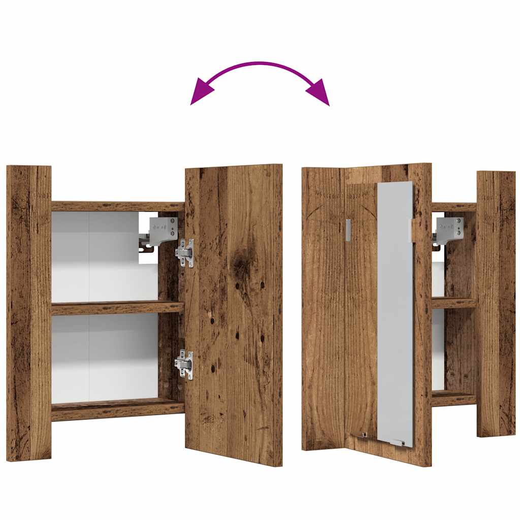 LED Mirror Cabinet with Rustic Wood Effect 40 x 12 x 45 cm Engineered Wood