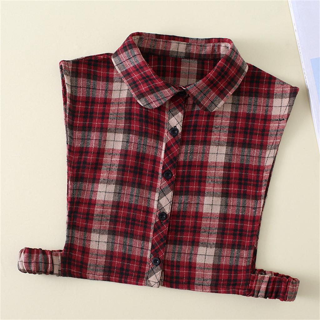 Checked False Collar for Lady Winter Detachable Lapel Faux Collar Half Blouse Collar Fashion Shirt Sweater Accessories