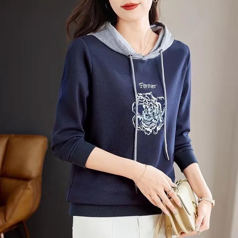 Sweatshirt Women Cotton Oversized Blouse Loose Casual Pullover Hooded Sweatshirt Tops