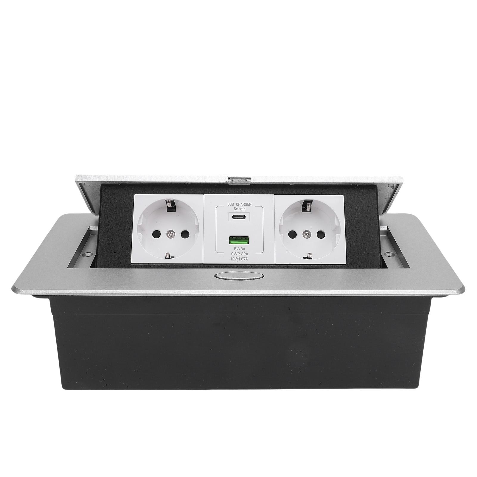 

Спливаюча розетка сріблястого кольору 20 Вт USB швидка зарядка вологозахищена вбудована стільниця висувна розетка