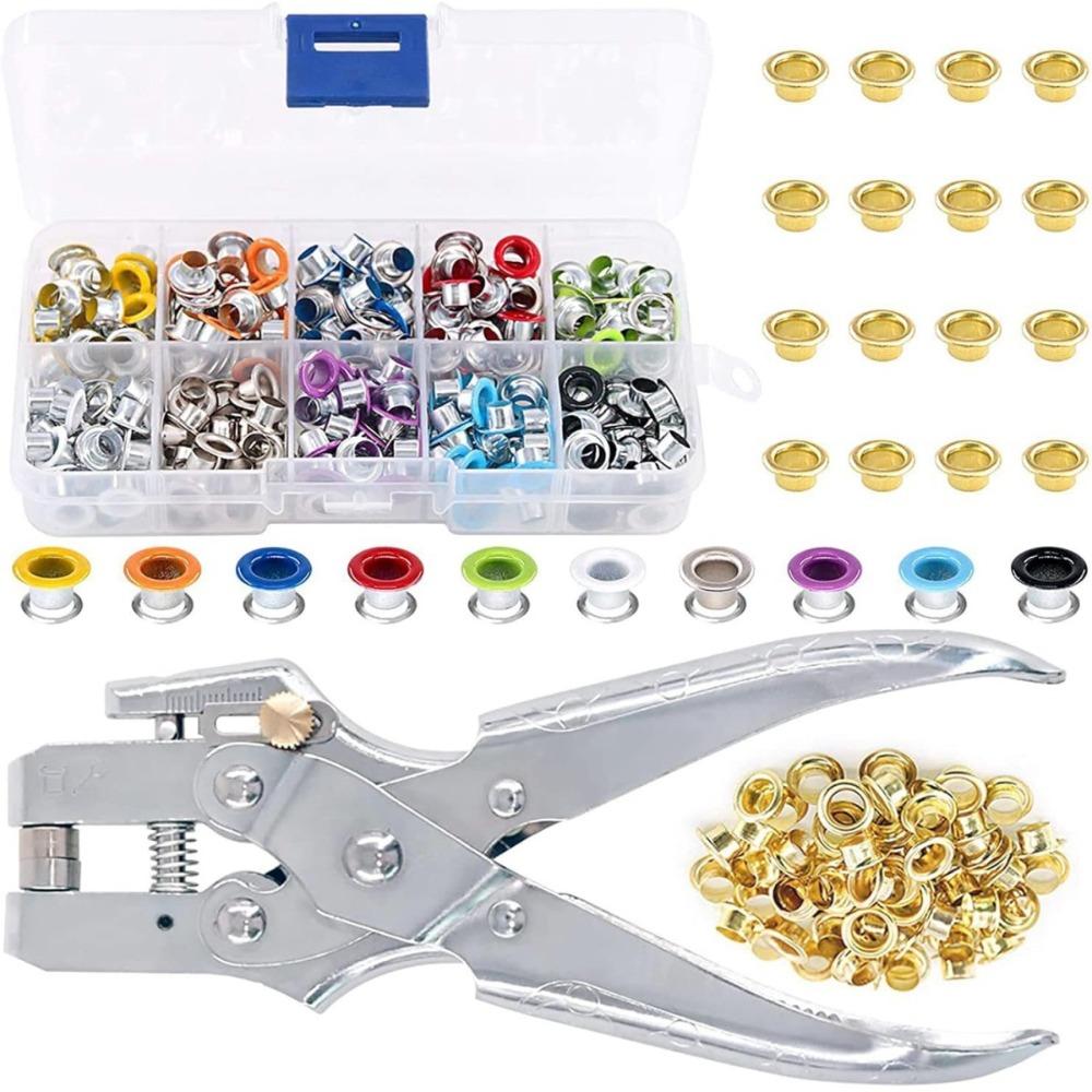 400 Sets 5mm + Eyelet Installation Punch Pliers Copper Color Air Eyelet Grommet Tool Set