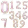 40inch Transparent Iridescent Large Foil Number Balloons for Wedding Engagement Happy 1st Birthday Party Decorations Supplies