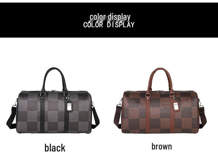 Checkered Leather Water-Resistant Crossbody Travel & Gym Bag Pillow Bag