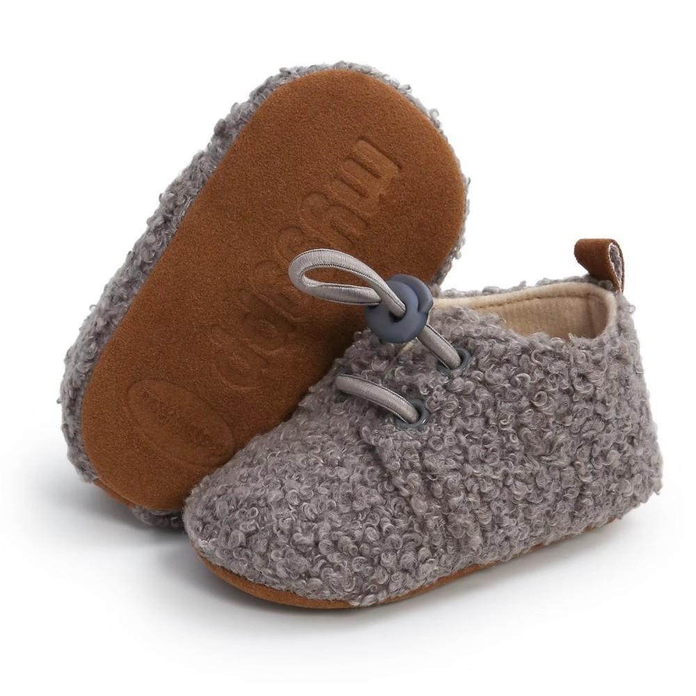 Cashmere Lining Baby Booties Anti-Slip Infant Crib Shoes Warm Soft Sole Shoes Newborn Wear