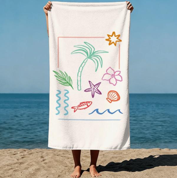 Summer Boho Style Towel Abstract Fish Vibrant Colors Geometric Patterns And Layered Modern Graphic Design Art Style Beach Towel 50X100cm &1pc