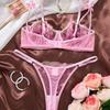 Popular Flirting Sensual Seductive Underwear Bow Decoration Sexy Three-point Bra Thong Set