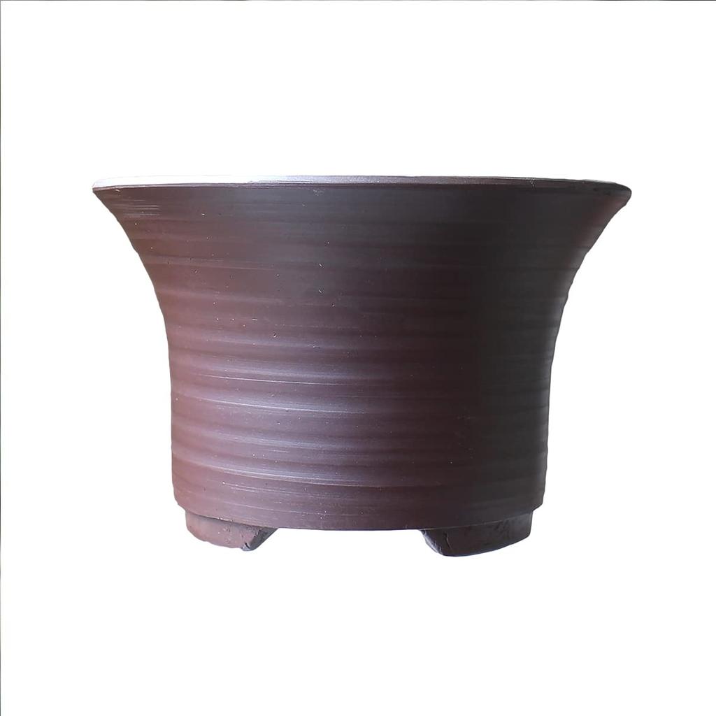 Umekichi Bonsai Round Damme Bonsai Purple Yokkaichi Banko Tozan Deep Suitable for Miscellaneous Approximately Small Size Supplies, 3.5" Pot, Clay,