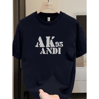 Taglie Europee T-shirt Trendy Stampata a Maniche Corte Pesante da Uomo, Nuovo Stile Casual Estivo, Vestibilità Larga, Top Versatile in Taglie Grandi