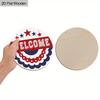 2D Flat, Independence Day Hanging Welcome Sign Decoration, Patriotic Decoration Signs and Plaques, Welcome Wooden Sign Door Hanger, Suitable for Home