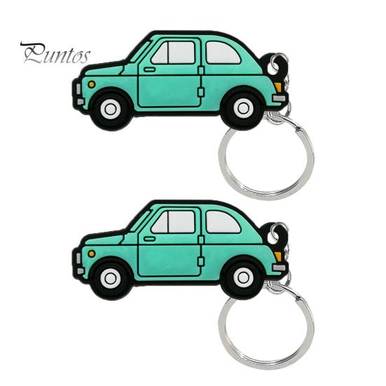 2Pcs Key Rings Cartoon Car Shape Vivid Color Hanging Delicate Craft Decorate Unfading PVC Key Ring Pendants Car Pendant