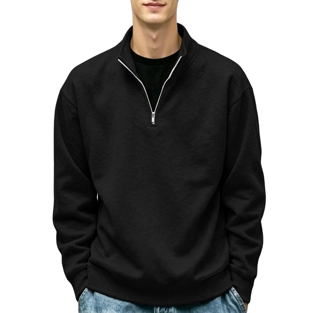 Men's Casual Half-Zip Stand Collar Sweatshirt Loose Fit Big Size for Everyday Wear