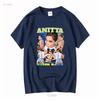 Anitta Funk Rave Collage T-Shirt Rundhals Lässig Lange Oder Kurze Ärmel Vintage Gewaschen Unisex Bequem Herren Mode Weich