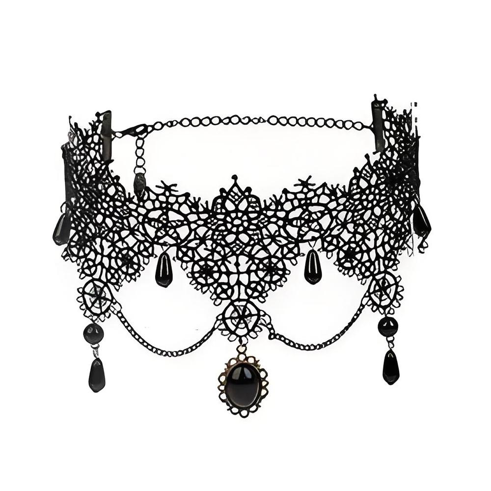Lady Chokers Leaf Tassel Women Neck Jewelry Accessory Girl Lace Gothic Vintage Sexy Fashion Velvet Rose Beads Flower Necklace