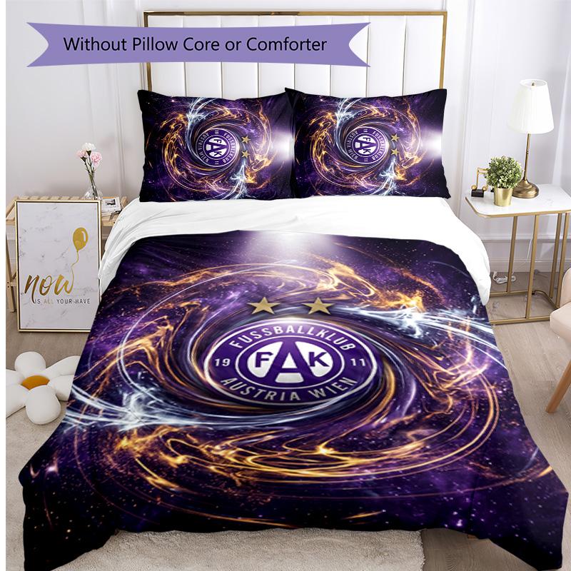 Austria Wien FC Printed 3PCS Bedding Set Breathable Duvet Cover with Pillowcases Decorative Bed Linen for Bedroom Home