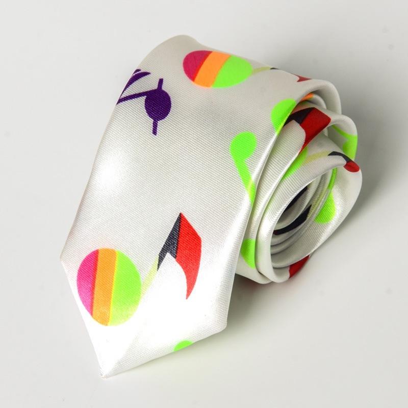 Classic Musical Notes Printed Tie Silky Narrow Neckties Slim Smooth Piano Guitar Necktie Simple Elegant Trendy Unisex Ties Gift