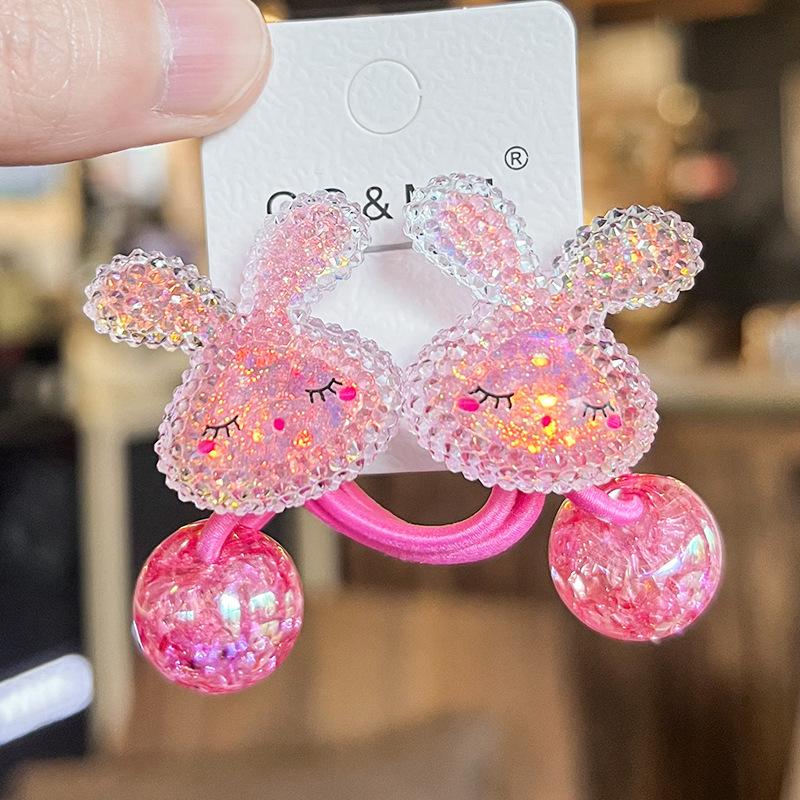 1 Pair  New Cute Burst Bead Bow Princess Headwear Kids Elastic Hair Bands Children Hair Ropes Girls Hair Accessories