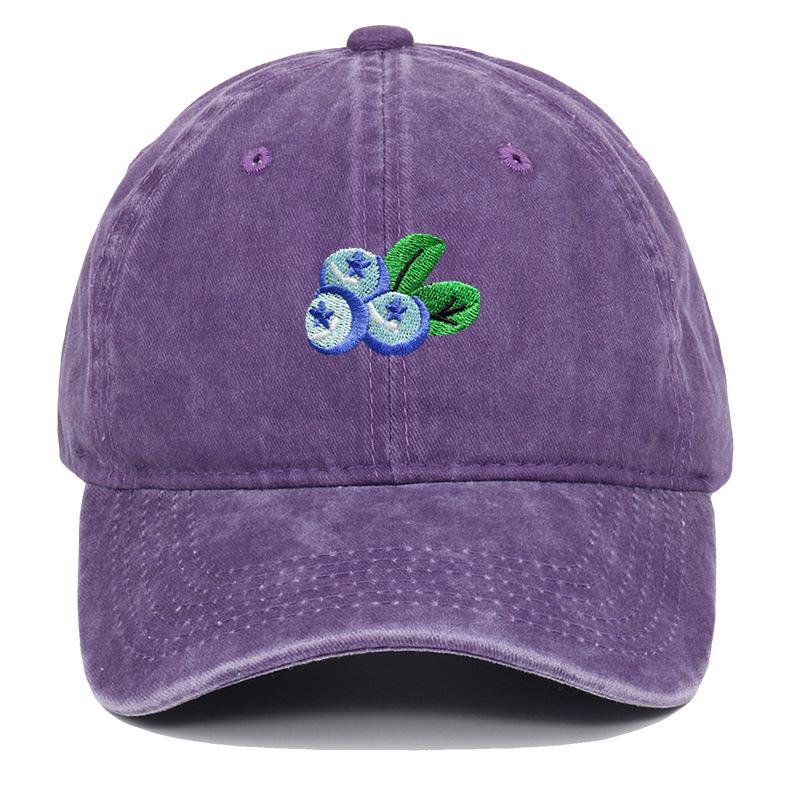 Trendy Unisex Retro Duckbill Cap with Blueberry Embroidery