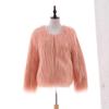 Tan Shearling Short Sleeve Plus Size Women's Fur Coat