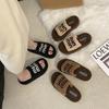 Thick-bottomed letter fluffy slippers women's outerwear 2025 new autumn and winter lamb fluffy fashion home cotton slippers
