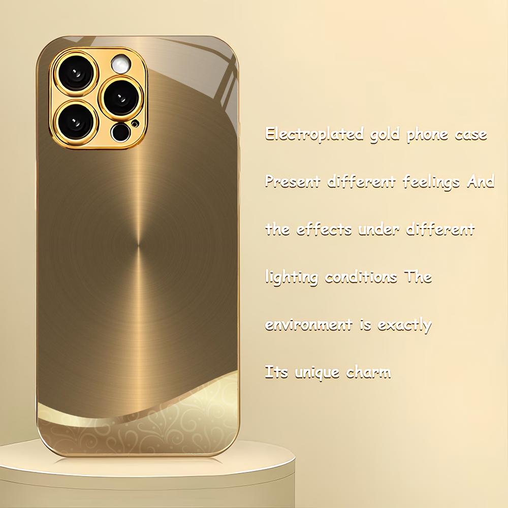 

Texture design pattern electroplated glass phone case suitable for iPhone 17 16 15 14 13 12 11Pro/Max/Plus shockproof back cover iPhone 17ProMax