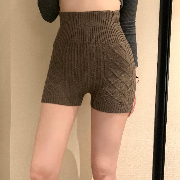 Autumn And Winter Comfortable Anti-glow Shorts Knitted Fall And Winter High Waist Simple Solid Color Bottoming Safety Pants