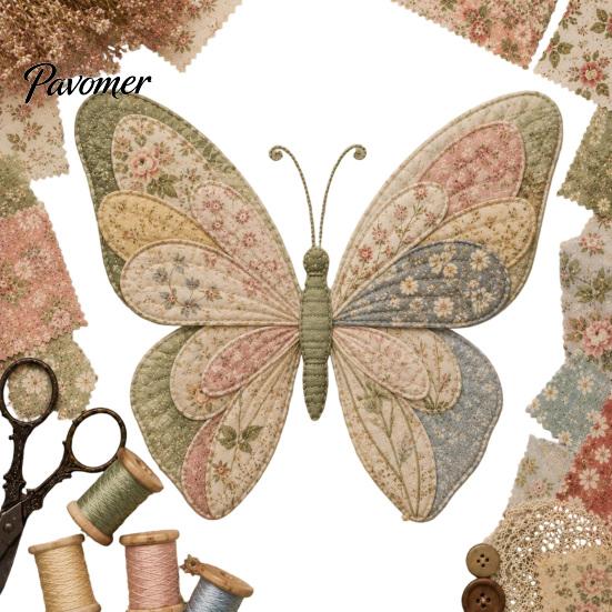 Creative Hobby Sets Garden Animal Patchwork DIY Kit, Floral Fabric Sewing Cute Retro Bundles Butterfly Bird Crafting Kit for Adults, Home Farmhouse